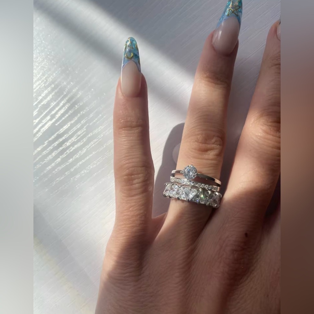 Engagement Wedding Silver Rings size 6,7, 8